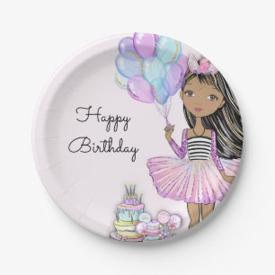 Assiettes En Carton Anniversaire de la victoire de la fille afro-amér