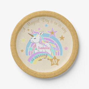 Assiettes En Carton Anniversaire de Licorne Magique