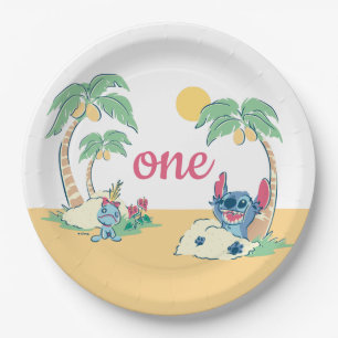 Assiettes En Carton Anniversaire de Lilo et Stitch Beach