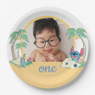 Assiettes En Carton Anniversaire de Lilo et Stitch Beach