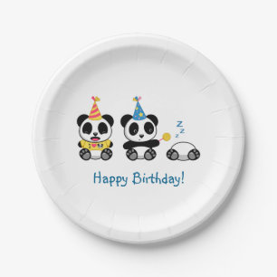 Assiettes En Carton Anniversaire de Little Pandas