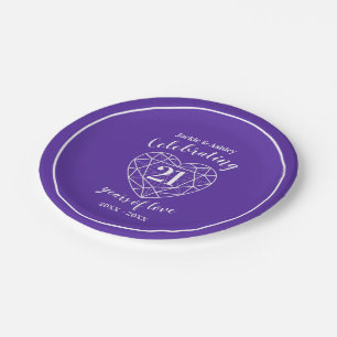 Assiettes En Carton Anniversaire de mariage iolite violet 21 ans fête
