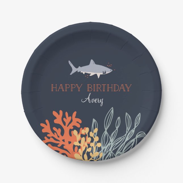 Assiettes En Carton Anniversaire de Marine Life (Devant)