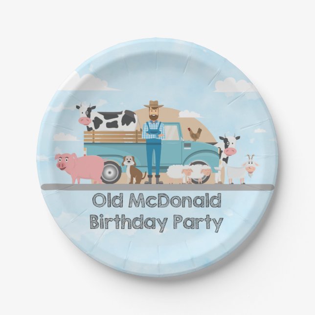 Assiettes En Carton Anniversaire de Old McDonald Farm (Devant)
