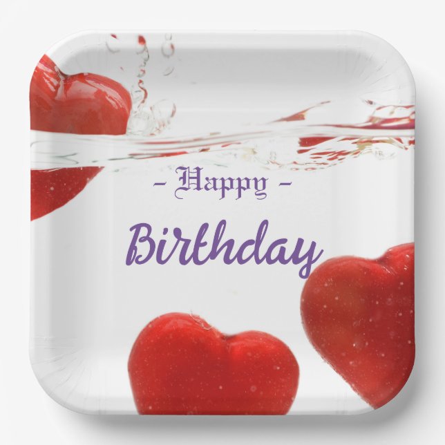 Assiettes En Carton Anniversaire de papier Carré 9" (Recto)