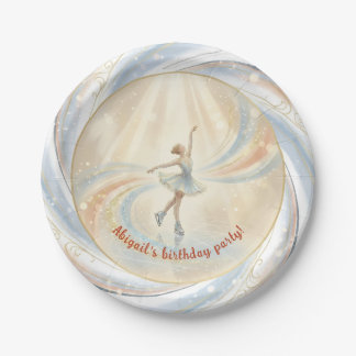 Assiettes En Carton Anniversaire de patinage sur glace hivernal élégan