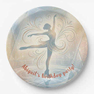 Assiettes En Carton Anniversaire de patinage sur glace hivernal élégan
