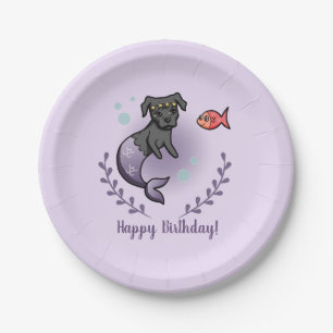 Assiettes En Carton Anniversaire de princesse Dog   de sirène joyeux