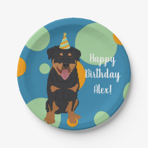 Assiettes En Carton Anniversaire de Rottweiler personnalisable