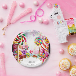 Assiettes En Carton Anniversaire de Sparkling Pastel Candyland