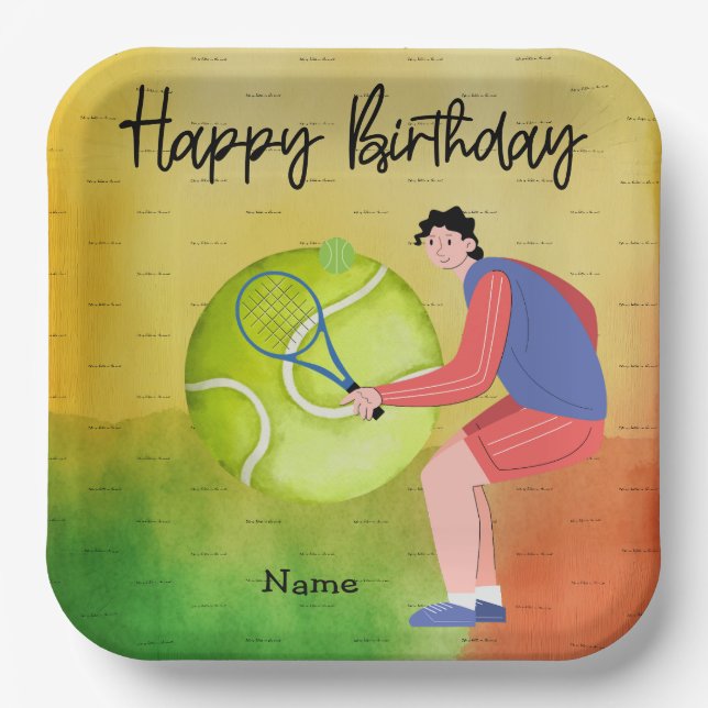 Assiettes En Carton Anniversaire de tennis (Recto)