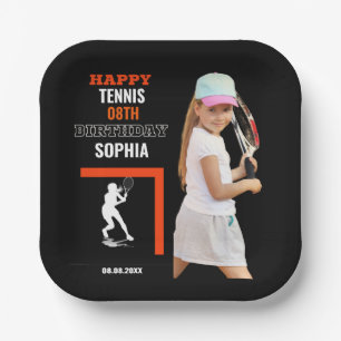 Assiettes En Carton Anniversaire de Tennis, Joueuse de Tennis Fille 