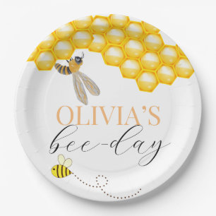 Assiettes En Carton Anniversaire de tout âge, thème abeille