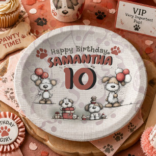 Assiettes En Carton Anniversaire des 10 ans d'une petite fille rustiqu