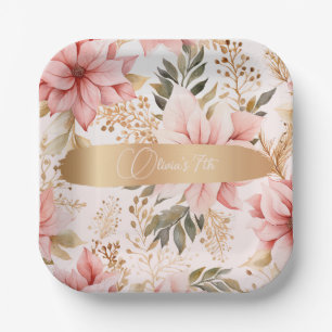 Assiettes En Carton Anniversaire des fées d'or et de rose enchantées