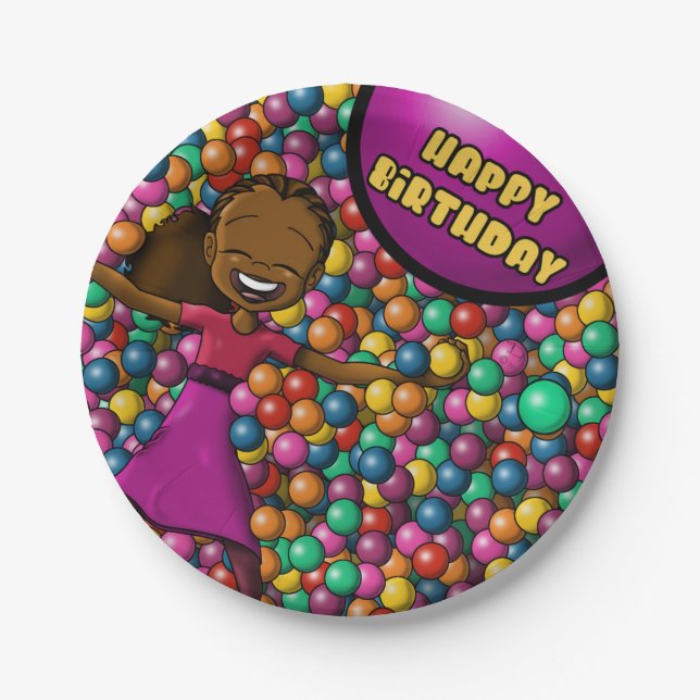 Assiettes En Carton Anniversaire des filles afro-américaines (Devant)
