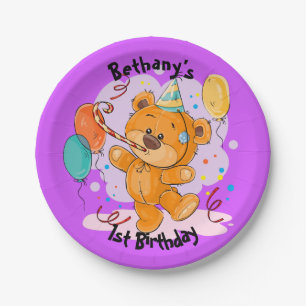 Assiettes En Carton Anniversaire d'ours de nounours