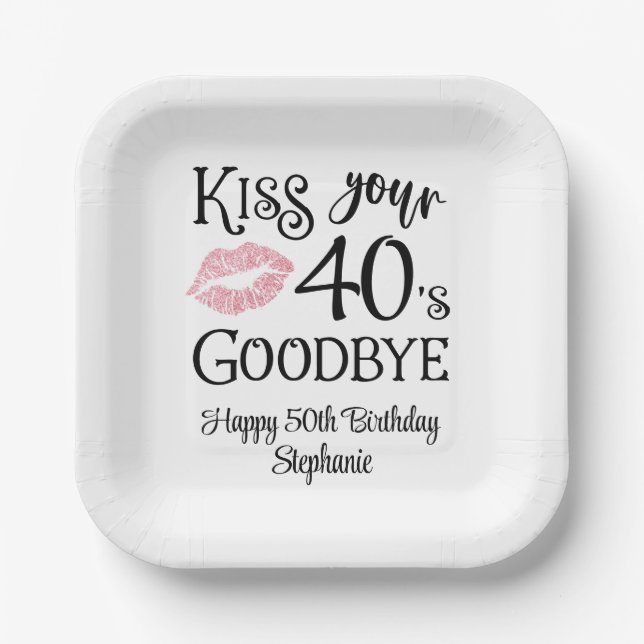Assiettes En Carton Anniversaire drôle Baiser Votre Décennie Adieu (Recto)