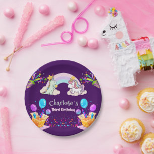 Assiettes En Carton Anniversaire du ballon arc-en-ciel Cute Dinosaur U