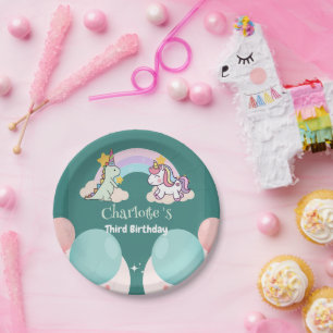 Assiettes En Carton Anniversaire du ballon arc-en-ciel Cute Dinosaur U
