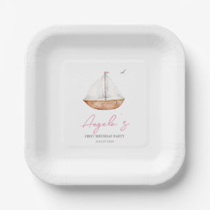 Assiettes En Carton Anniversaire du Charming Rustic Sailboat