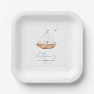 Assiettes En Carton Anniversaire du Charming Rustic Sailboat