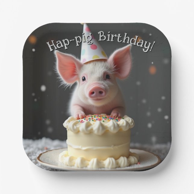 Assiettes En Carton Anniversaire du cochon de Hap (Recto)