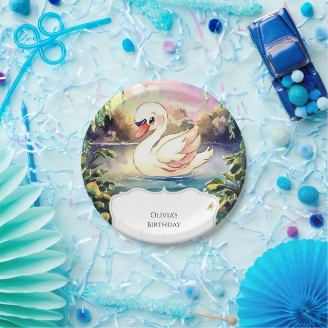 Assiettes En Carton Anniversaire du cygne enchanté Boho (Fête)