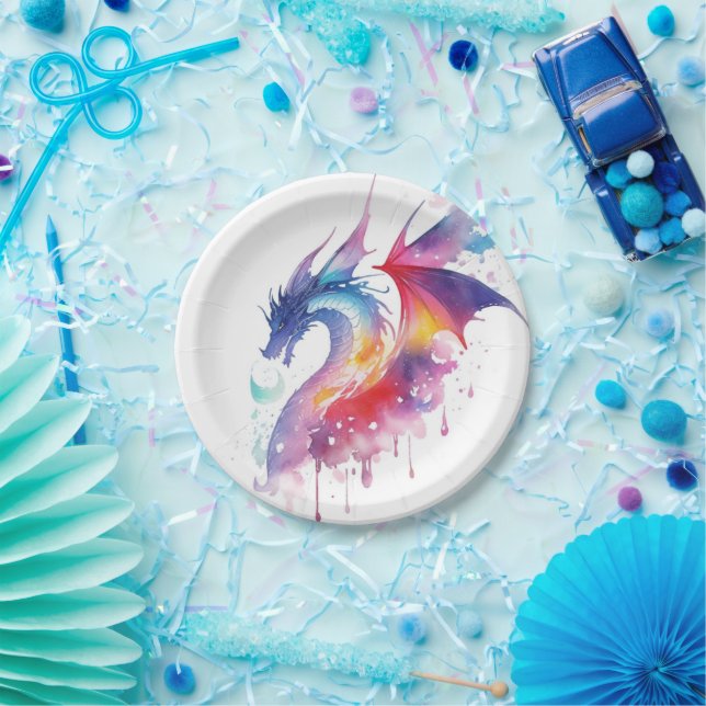 Assiettes En Carton Anniversaire du dragon enchanté (Fête)