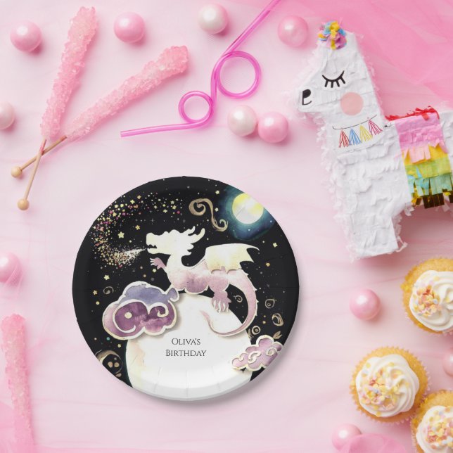 Assiettes En Carton Anniversaire du dragon radieux magique (Fête)