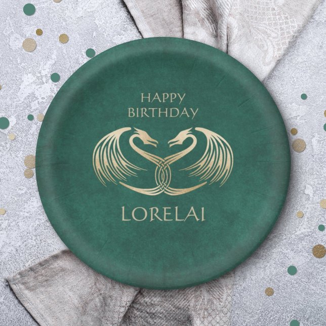 Assiettes En Carton Anniversaire du dragon viking celtique (Créateur téléchargé)