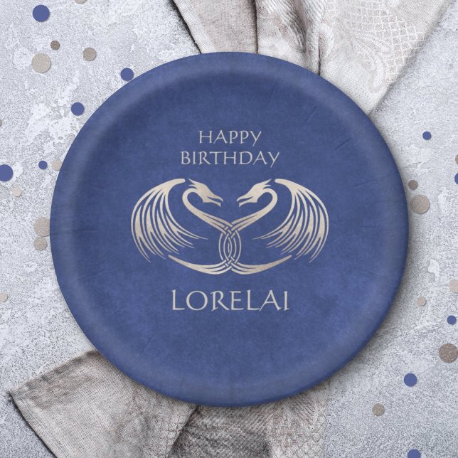 Assiettes En Carton Anniversaire du dragon viking celtique (Créateur téléchargé)