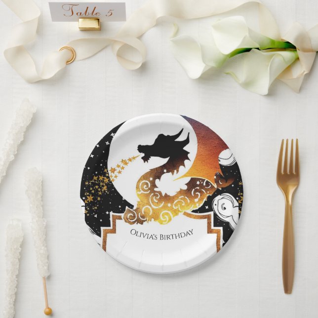 Assiettes En Carton Anniversaire du Dragon Whimsical (Mariage)