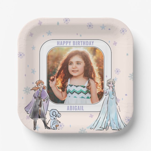 Assiettes En Carton Anniversaire du flocon de neige de Disney congelé (Recto)