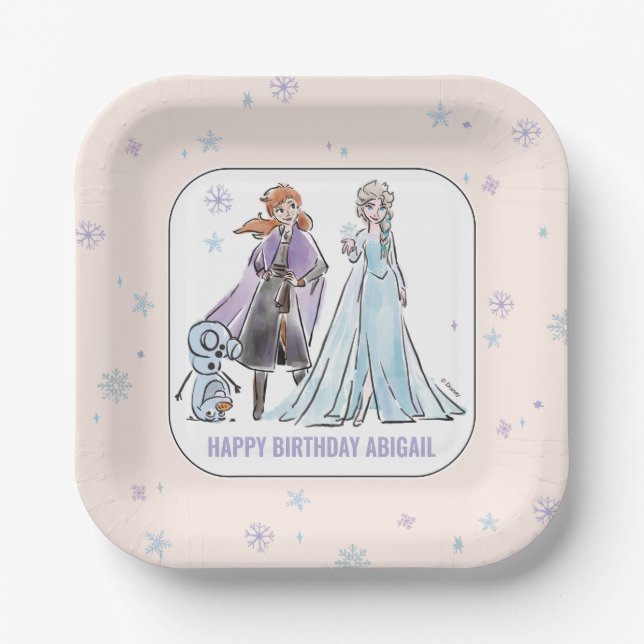 Assiettes En Carton Anniversaire du flocon de neige de Disney congelé (Recto)