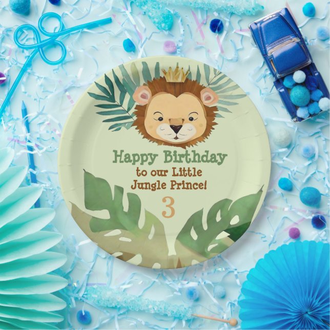 Assiettes En Carton Anniversaire du lion de la Petite Jungle (Fête)