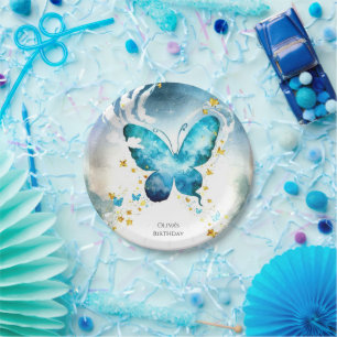 Assiettes En Carton Anniversaire du papillon bleu magique