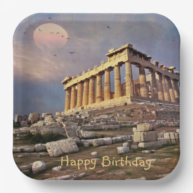 Assiettes En Carton Anniversaire du Parthénon grec (Recto)