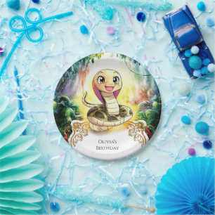 Assiettes En Carton Anniversaire du serpent Boho Kids