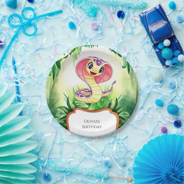 Assiettes En Carton Anniversaire du serpent de forêt pour enfants (Fête)