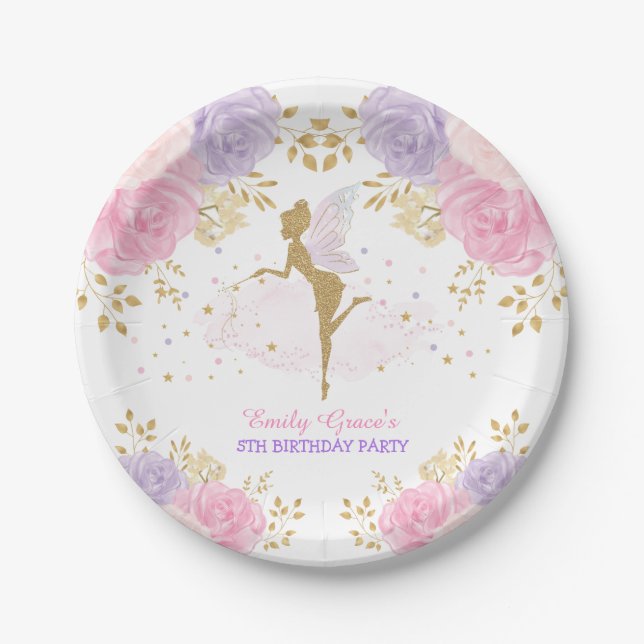 Assiettes En Carton Anniversaire d'une petite fille de la fée poilue r (Devant)