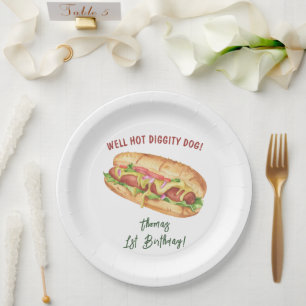 Assiettes En Carton Anniversaire Enfants Hot Dog Aquarelle