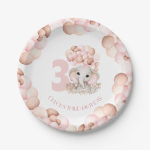 Assiettes En Carton Anniversaire Fille mignonne Eléphant Ballons roses