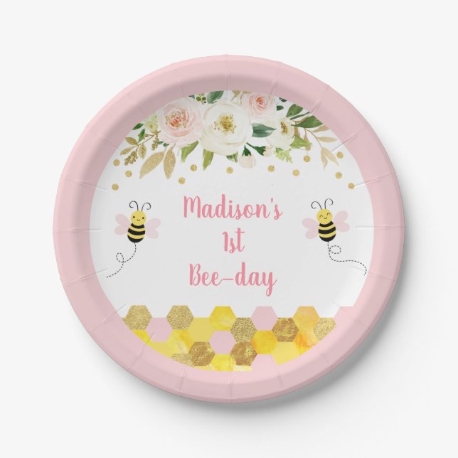 Assiettes En Carton Anniversaire floral d'Abee Rose (Devant)