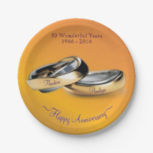 Assiettes En Carton Anniversaire Golden 50th Mariage Anniversaire jeta