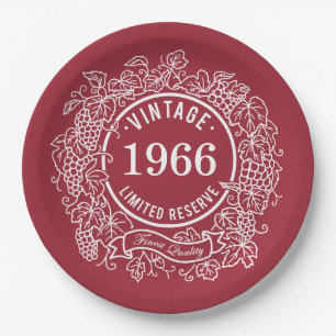 Assiettes En Carton Anniversaire Grapevine Vintage Vin Timbre