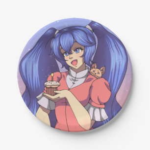 Assiettes En Carton Anniversaire Magique Anime Girl 