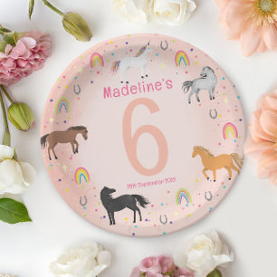 Assiettes En Carton Anniversaire Magique Fille Licorne Rose Pastel