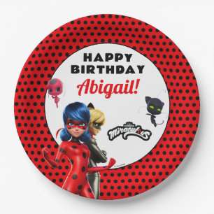 Assiettes En Carton Anniversaire Miraculé de Ladybug et de Cat Noir