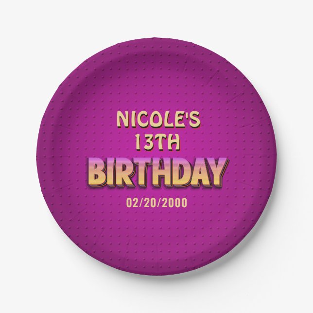 Assiettes En Carton Anniversaire Neon (Devant)